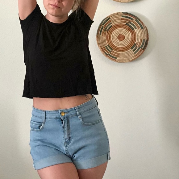 Black h&m loose crop top xsmall with pocket! - Picture 8 of 9